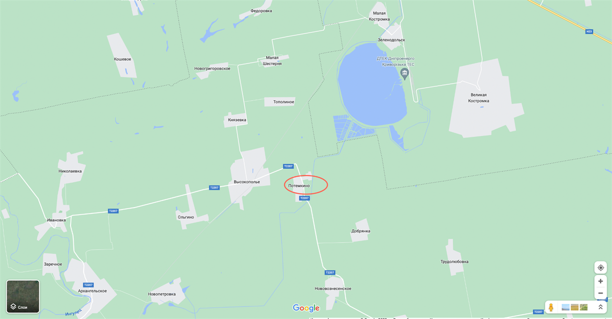 с. Потьомкине на карті 